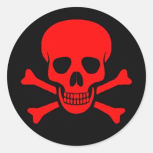 Roter Schädel-u. Knochen-Aufkleber Runder Aufkleber