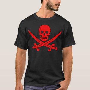 Roter Schädel-u. Schwerter-Piraten-Flaggen-T - T-Shirt