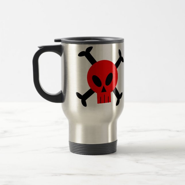 Roter Schädel und Knochen-Tasse Reisebecher (Links)