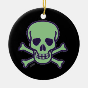 Roter Schädelschwarz, runde Keramik Ornament