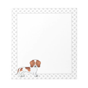 Roter Scheck Kurzhaar Dachshund Cartoon Hund & Pfo Notizblock
