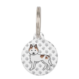 Roter Schecke Siberian Husky Süßer Cartoon-Hund Haustiermarke