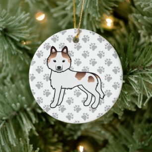 Roter Schecke Sibirischer Husky Süßer Cartoon-Hund Keramik Ornament