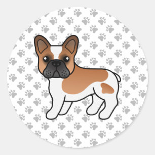 Roter Schecken-Französische-Bulldogge-Hund niedlic Runder Aufkleber