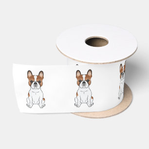 Roter Schecken-Französische-Bulldogge-Hund niedlic Satinband