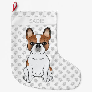 Roter Schecken-Französische-Bulldogge Süßer Cartoo Großer Weihnachtsstrumpf