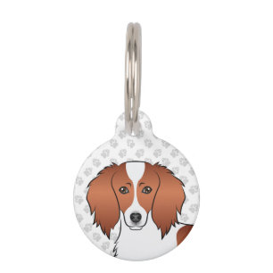 Roter Schecken Langhaar Dachshund Cartoon Hundekop Haustiermarke