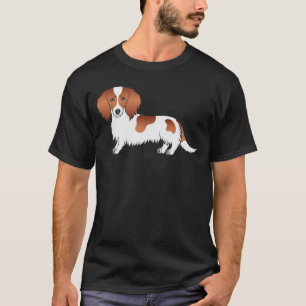 Roter Schecken Langhaar Dachshund Süßer Cartoon-Hu T-Shirt