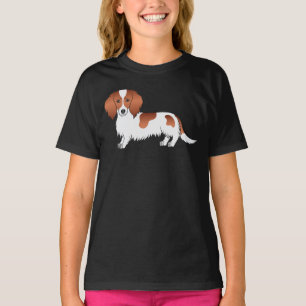 Roter Schecken Langhaar Dachshund Süßer Cartoon-Hu T-Shirt