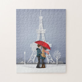 Roter Schirm in Paris - Valentines Puzzle