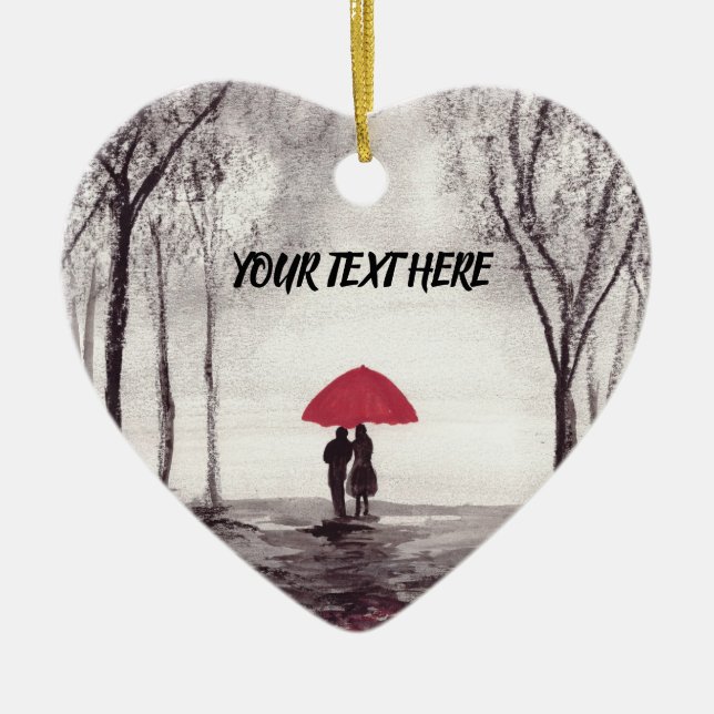 Roter Schirm Liebe Keramik Keramik Ornament (Vorne)