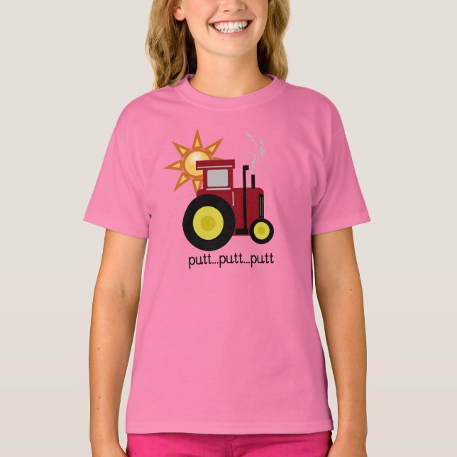 Roter Schlag-Schlag-Traktor T-Shirt (Vorderseite)