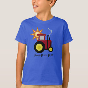 Roter Schlag-Schlag-Traktor T-Shirt