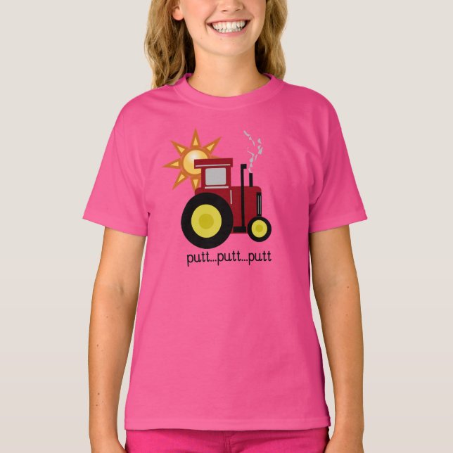 Roter Schlag-Schlag-Traktor T-Shirt (Vorderseite)