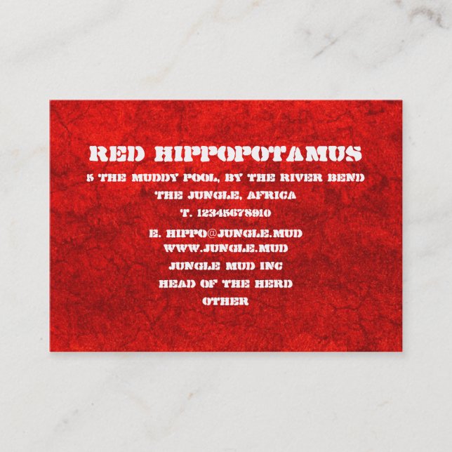 Roter Schlamm Visitenkarte (Vorderseite)