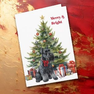Roter Schleife Giant Schnauzer Weihnachtsbaum Kart Feiertagskarte