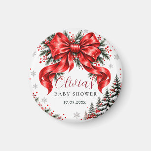 Roter Schleife Weihnachts-Baby-Shower-Magnet Magnet
