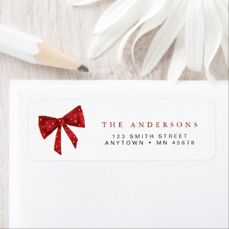 Roter Schleife Weihnachts-Rücksende-Adresse Etiket