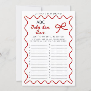 Roter Schleifen-Baby-Party - Bearbeitbarer Name, 5 Einladung