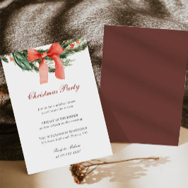 Roter Schleifen-Kiefer-Kranz Weihnachtsfeier Einladung