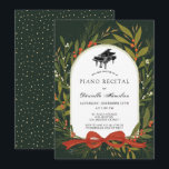 Roter Schleifen-Kranz Klavier Weiße Konzert-Einlad Einladung<br><div class="desc">Diese elegante Klavierkonzert-Einladung zeigt einen Kranz aus Grün und roten Beeren mit einer roten Schleife/einem roten Band auf einem tiefgrünen Waldhintergrund. Die Rückseite zeigt einen tiefgrünen Waldhintergrund mit Schnee-Muster. Perfekt für Winter-/Feiertags-/Weihnachtskonzerte! Personalisieren Sie es nach Ihren Wünschen. Sie finden passende Produkte in meinem Shop.</div>