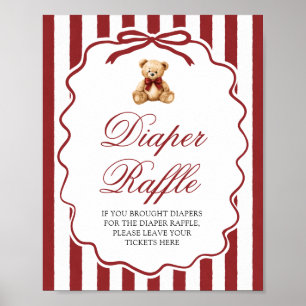 Roter Schleifen-Teddybär-Baby-Party-Bücher fürs Ba Poster