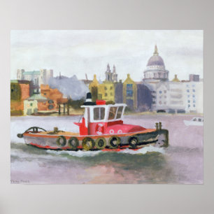 Roter Schlepper, der St. Pauls 1996 führt Poster
