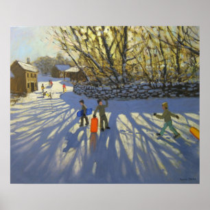 Roter Schlitten Monyash Derbyshire Poster