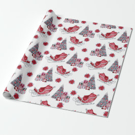 Roter Schlitten, Weihnachtsbaum, Pakete Geschenkpapier