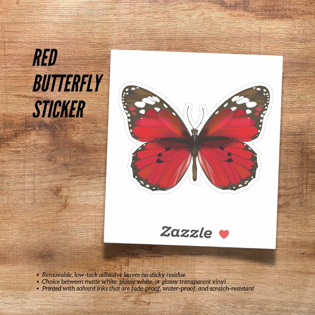 Roter Schmetterling Aufkleber (Red Butterfly Sticker)