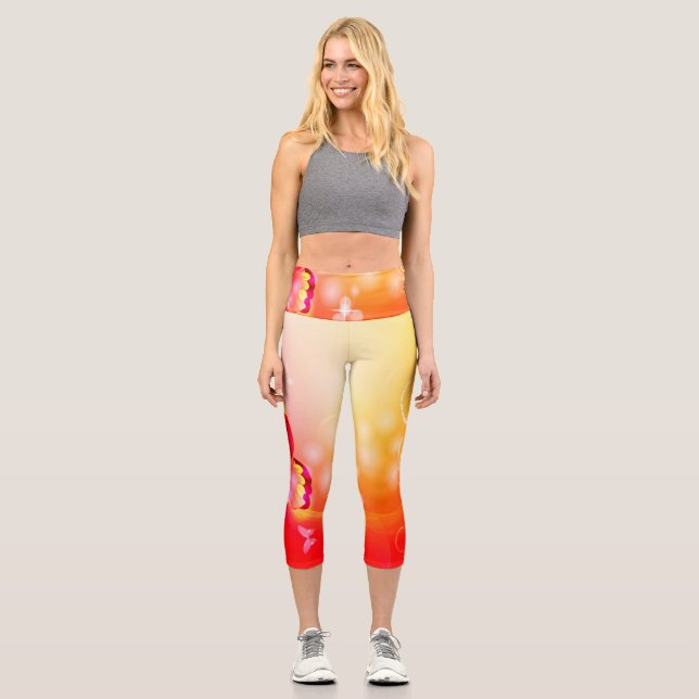Roter Schmetterling Capri Leggings (Vorderseite)