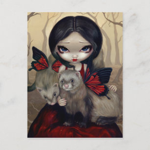 "Roter Schmetterling-Frettchen" Postkarte