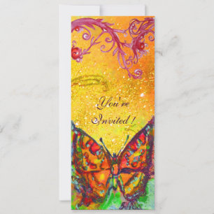 ROTER SCHMETTERLING GELBES GOLD FUNKELT Sweet 16 P Einladung