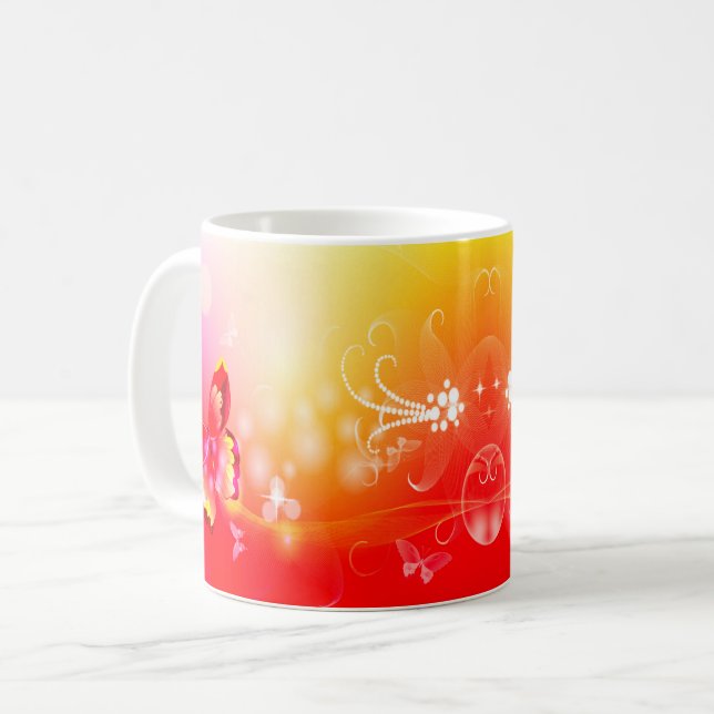 Roter Schmetterling Kaffeetasse (Vorderseite Links)