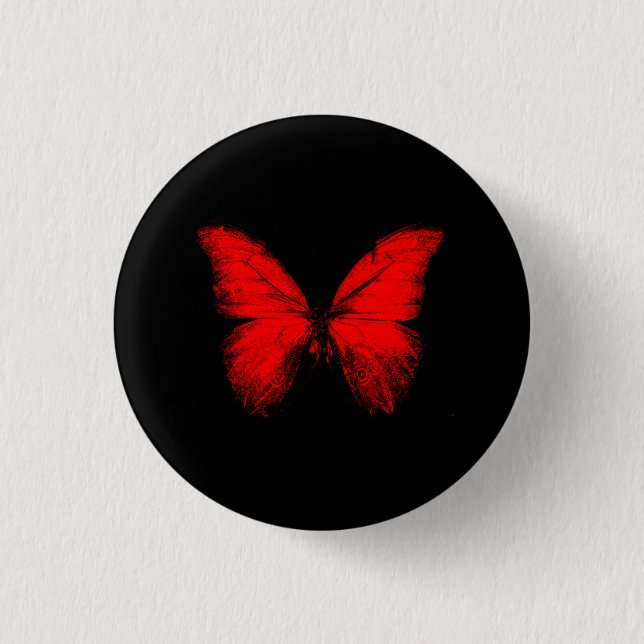 Roter Schmetterling Knopf Button (Vorderseite)