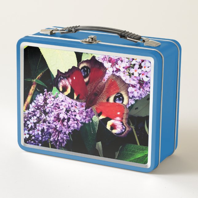 Roter Schmetterling Metall Brotdose (Vorderseite)