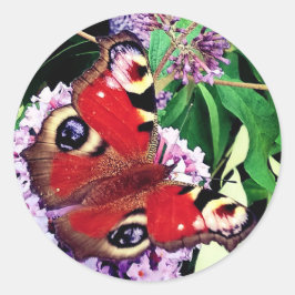 Roter Schmetterling Runder Aufkleber