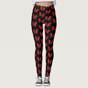 Roter Schmetterling Zeichnend Leggings