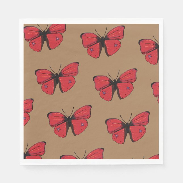 Roter Schmetterling Zeichnend Serviette (Vorderseite)