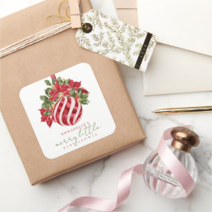 Roter Schmuck Weihnachten Frohe kleine Babyparty Quadratischer Aufkleber