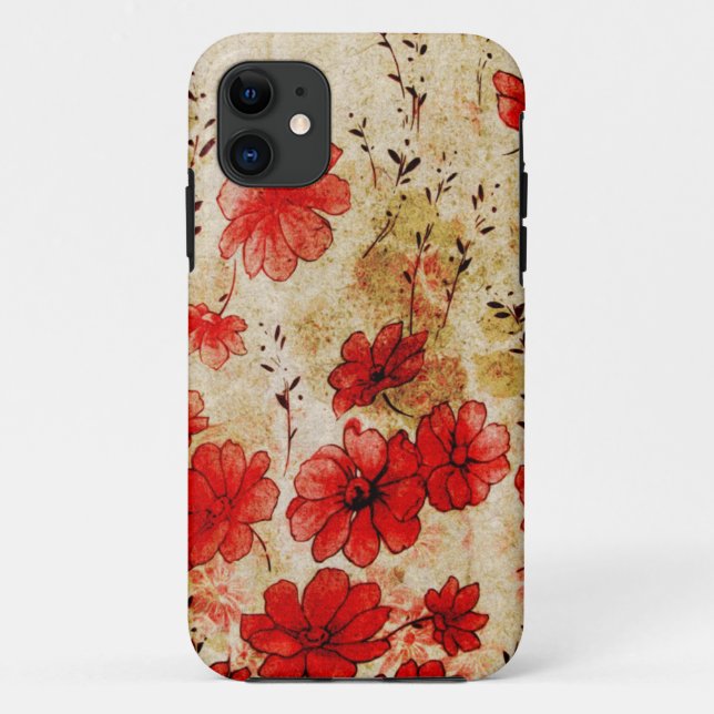 Roter Schmutz mit Blumen Case-Mate iPhone Hülle (Rückseite)