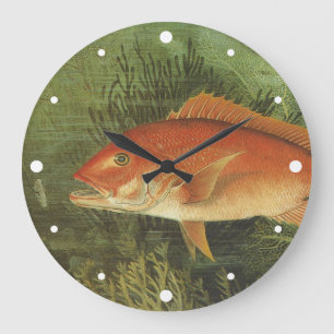 Roter Schnapper Fisch von Kilbourne, Vintage Meere Große Wanduhr