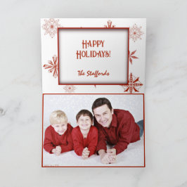 Roter Schnee auf weißem Leinwand-Design-Weihnachts Dankeskarte