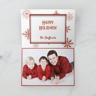 Roter Schnee auf weißem Leinwand-Design-Weihnachts Dankeskarte