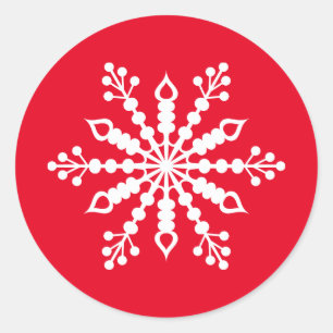 Roter Schneeflocke-Aufkleber Runder Aufkleber