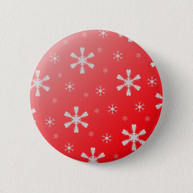 Roter Schneeflocke-Knopf Button (Vorderseite)