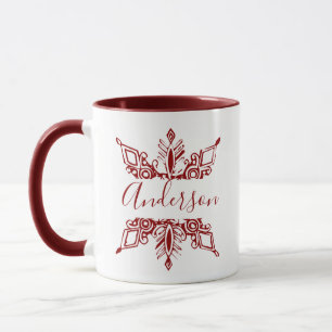 Roter Schneeflocken personalisiert Tasse