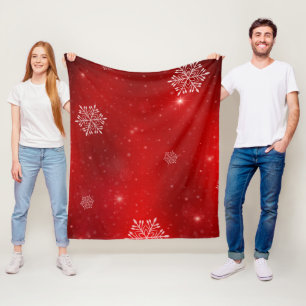 Roter Schneeflocken-Weihnachtsglanz Fleecedecke