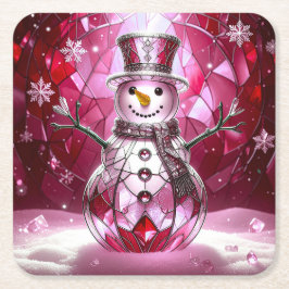 Roter Schneemann-Schneeflocken-Feierabend-Papier-G Rechteckiger Pappuntersetzer