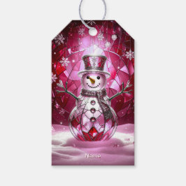 Roter Schneemann-Schneeflocken-Feiertags-Geschenk- Geschenkanhänger